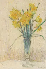 Émile Ancelet, Osterglocken in einer Glasvase, 1925, Oil on canvas