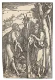 Johannes der Täufer und Onuphrius mit der Hopfengirlande by Albrecht Durer, 1503, Woodcut, sold Apr 2010