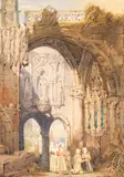 Samuel Prout, Betende Frauen in einer Klosterruine, Watercolour