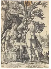 Bartholomäus Spranger, Nach - Herkules und Omphale, 1590, Engraving