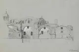 Albert Eichhorn, Villa Adriana in Rom, Pencil drawing