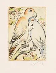Papagei by Rolf Nesch, 1920, Etching in colours, sold Apr 2010