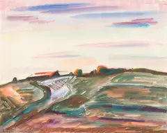Josef Karl Nerud, Hügellandschaft, 1945, Watercolour