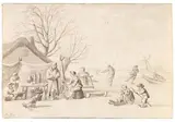 Nicolaas Matthijsz. Aartmann, 2 Blätter: Dörfliche Genreszenen, Pen and ink drawing