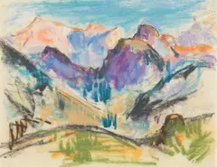 Friedrich Ludwig, Bergpanorama, 1950, Pastel