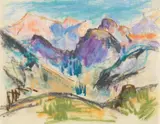 Friedrich Ludwig, Bergpanorama, 1950, Pastel