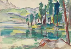 Friedrich Ludwig, Gebirgssee, 1930, Gouache