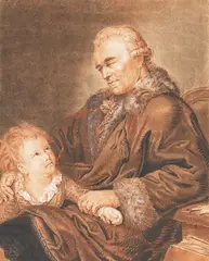 Jakob Rieter, Johann Georg Sulzer mit seinem Enkel Carl Anton Graff, Brush and India ink drawing