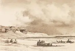 Anton Melbye, Schwarzmeerküste, 1853, Chalk drawing