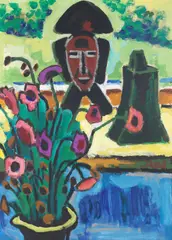 Karl Schmidt-Rottluff, Dunkles Symbol, 1964, Oil on canvas