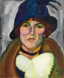 Hanns Bolz, Frau mit Hut, 1912, Oil on canvas