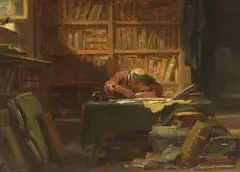 Carl Spitzweg, Im Studierzimmer, 1855, Oil