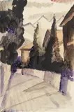 August Macke, Straße in Hilterfingen, 1913, Watercolour
