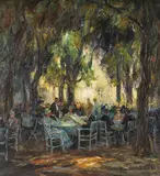 Otto Eduard Pippel, Biergartenszene im Hirschgarten zu München