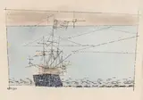 Ship, blue sea, pink sky by Lyonel Feininger, 1946, Watercolour, sold Dec 2009