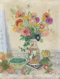 Max Peiffer Watenphul, Mohn mit chinesischer Schale, 1938, Oil on canvas