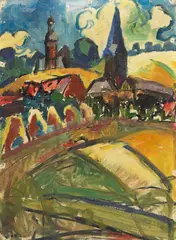 Hans Thuar, Schwarzrheindorf (Blick auf Vilich), 1923, Oil on canvas