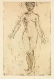 Emil Nolde, Akt in Vorderansicht, 1908, Etching on wove paper with watermark "J. W. Zanders 19[...]"