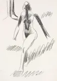 Schreitender weiblicher Akt im Wald by Ernst Ludwig Kirchner, 1929, Chalk drawing, sold Dec 2009