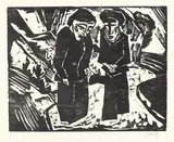 Trauernde am Strand by Karl Schmidt-Rottluff, 1914, Woodcut, sold Dec 2009