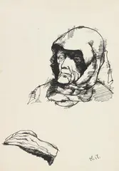 Porträt einer alten Serbin by Wilhelm Morgner, 1917, Pen and India ink drawing, sold Dec 2009