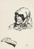 Wilhelm Morgner, Porträt einer alten Serbin, 1917, Pen and India ink drawing
