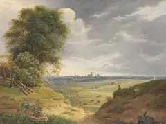 Johann Baptist Prunner, Blick auf München von Dachau aus, 1833, Oil on canvas