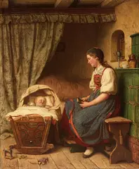 Julius Geertz, Die junge Mutter, 1861, Oil on canvas