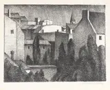 Alexander Kanoldt, Nikolaiplatz Schwabing, 1927, Lithograph