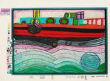 Look at it on a rainy day by Friedensreich Hundertwasser, 1971/72, Holzkassette mit zehn Farbserigraphien und Metallprägung auf unterschiedlichen Papieren, sold Oct 2009