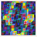 Hommage à l'Hexagone by Victor Vasarely, 1969, Silkscreen in colours, sold Oct 2009