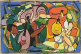 Max Ackermann, Zwei Banjo-Spieler, 1930, Pastel
