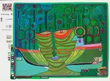 Kolumbus Regentag in Indien by Friedensreich Hundertwasser, 1971, Silkscreen in colours, sold Oct 2009