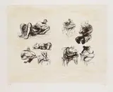 Henry Moore, Eight sculptural ideas - Girl writing, 1973, Lithograph in colours