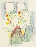 Zwei Mädchen bei der Toilette by Ernst Ludwig Kirchner, 1909, Chalks, sold Oct 2009