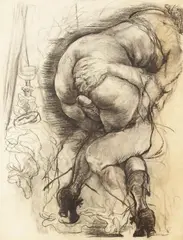 George Grosz, Erotische Szene, 1939, Charcoal drawing