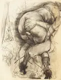 Erotische Szene by George Grosz, 1939, Charcoal drawing, sold Oct 2009
