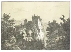 Carl Blechen, Burgruine, 1827, Lithograph