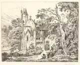Carl Blechen, Kloster im Walde, 1823, Etching