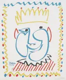 Tête de Roi by Pablo Picasso, 1951, Lithograph in colors, sold Oct 2009