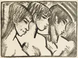 Otto Mueller, Drei Mädchen im Profil (Drei Mädchenköpfe), 1921, Lithografie auf Van-Gelder-Bütten