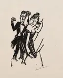 Max Beckmann, Kleines tanzendes Paar, 1923, Woodcut