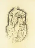 Zwei Köpfe by Karl Hofer, 1945, Charcoal drawing, sold Oct 2009