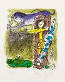 Marc Chagall, Christus in der Pendeluhr, 1957, Lithograph in colors