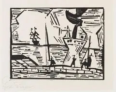 Auf der Quaimauer by Lyonel Feininger, 1921, Woodcut, sold Oct 2009