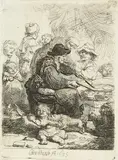 Die Pfannkuchenbäckerin by Rembrandt Harmensz van Rijn, 1635, Etching, sold Oct 2009