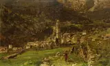 Eugenio Gignous, Italienisches Bergdorf, Oil on panel