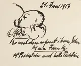 Max Pechstein, 2 Blätter: Geburtsanzeigen, 1913, Pen and India ink drawing