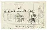 Verhandlungssaal der Jugendlichen by Heinrich Zille, Pen and India ink drawing, sold Oct 2009