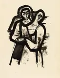 Liebespaar by Karl Hofer, 1945, Brush and India ink drawing, sold Oct 2009
